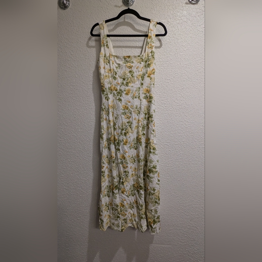 Laura Ashley Cream and Green Floral Dress